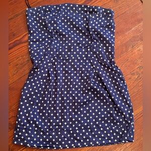 French Connection Navy White Polka Dot Strapless Mini Dress Size Medium